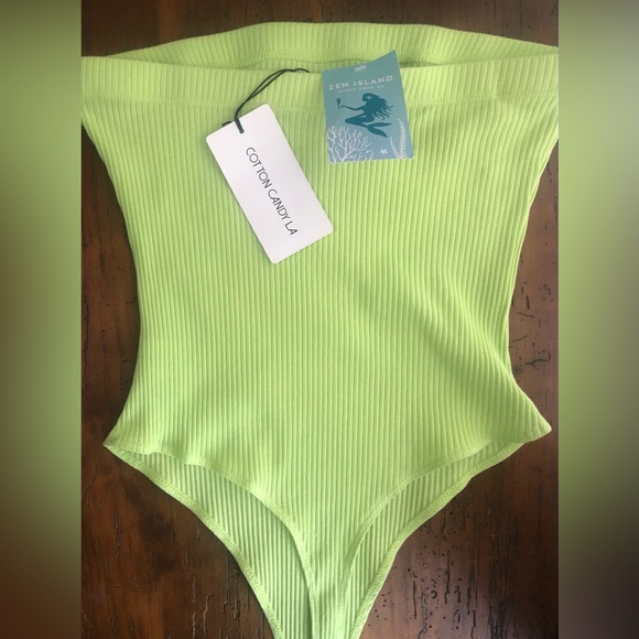 Cotton Candy LA ribbed strapless thong bodysuit NEW with tags size large. Re $39 - Picture 13 of 15
